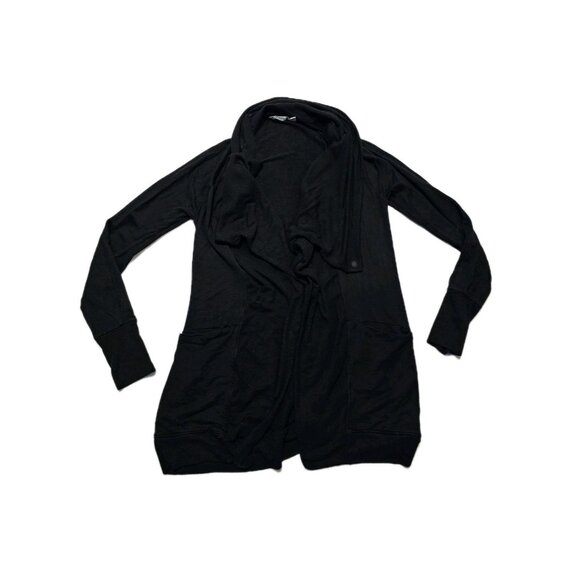 Athleta Pranayama Restore Rib WrapNirvana BLACK Cardigan Sweater Women's XS Boho - Picture 2 of 9